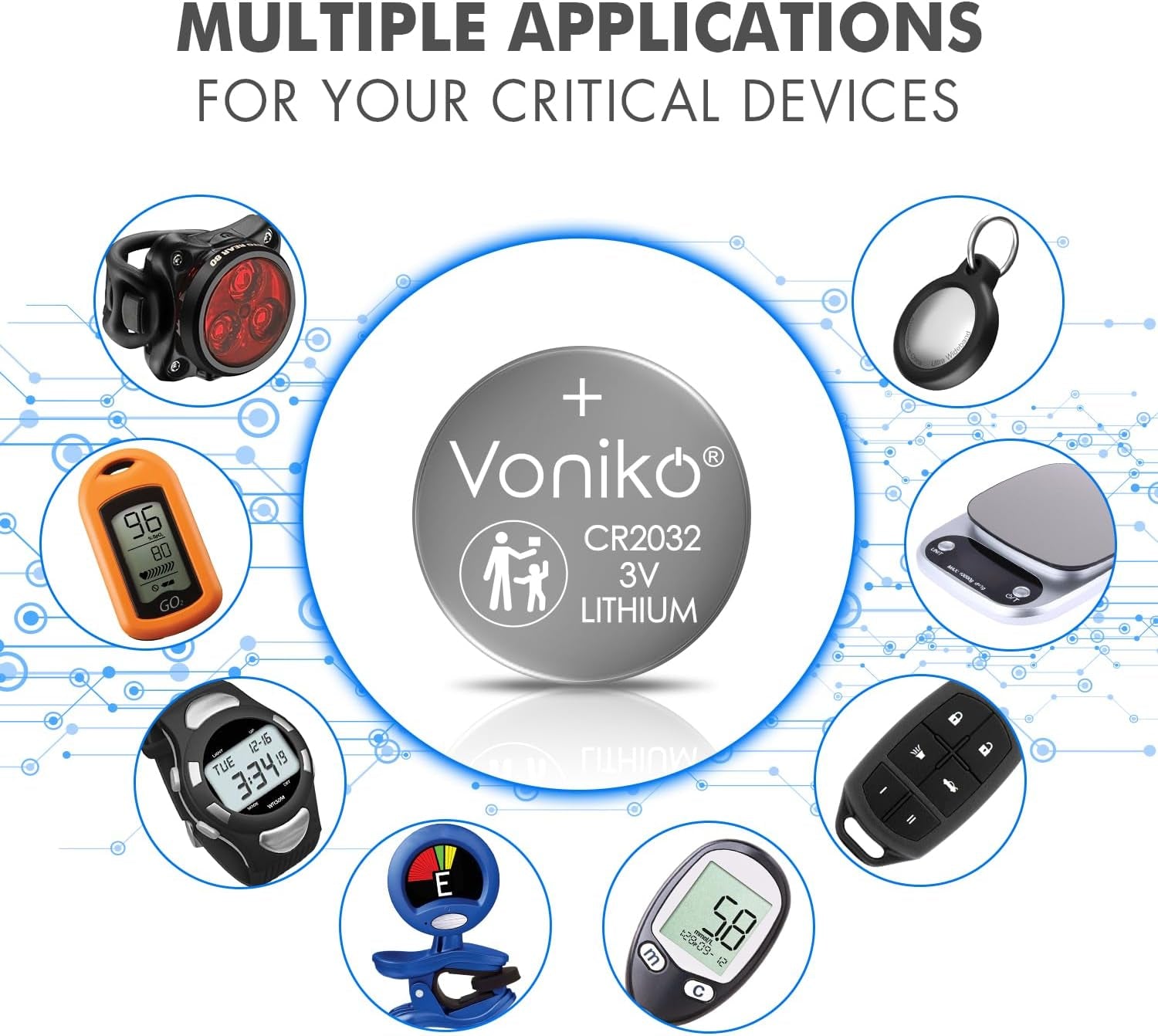 CR2032 3V Lithium Batteries 6 Pack for Child Safety, Compatible with Airtag, Key Fobs, Thermometers, Scales – 7 Years Shelf Life